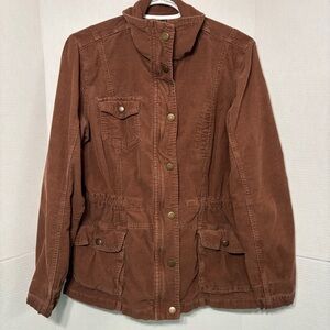 Liquidx Casual Women’s Brown Corduroy Lightweight Utility Jacket